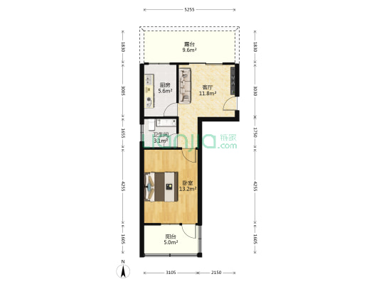 九冶生活区新新家园 1室1厅1卫 51平方