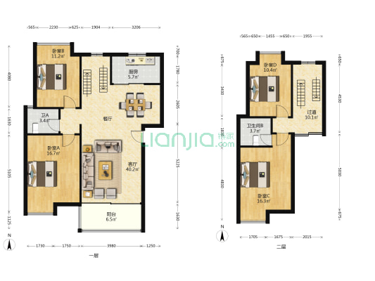 文苑小区 4室1厅2卫 144平方