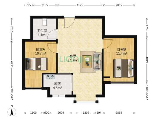 和谐里 2室1厅1卫 95平方