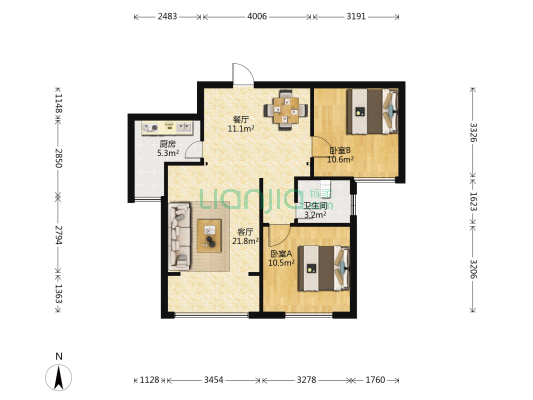 琥珀悠澜 2室2厅1卫 81平方