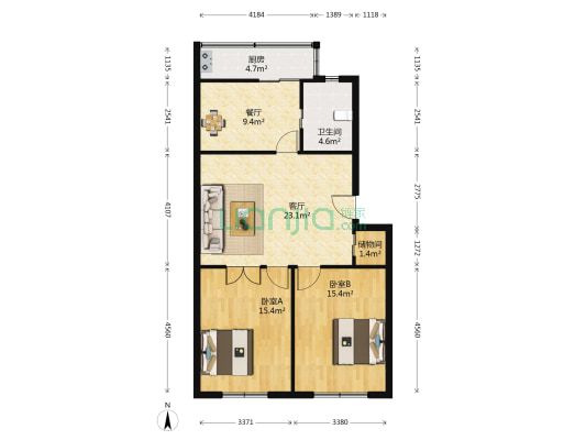咸阳里 2室2厅1卫 95平方