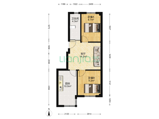 海兴花园 2室1厅1卫 70平方