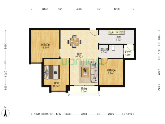 张家港碧桂园滨河生活广场 1室1厅1卫 104平方