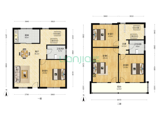 八都银行弄 4室1厅2卫 164平方
