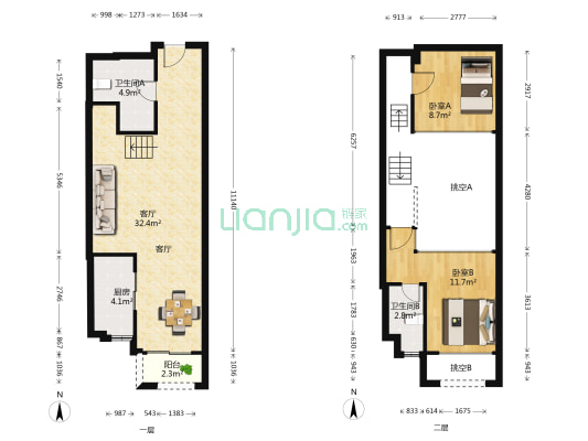 星城翠珑湾五期 2室1厅2卫 62平方