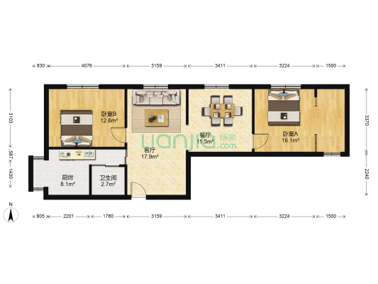 永内谌家巷小区 2室2厅1卫 73平方