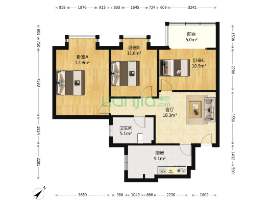 十里翠苑 3室1厅1卫 81平方