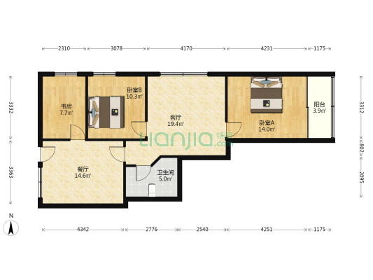 兴港楼 3室2厅1卫 92平方