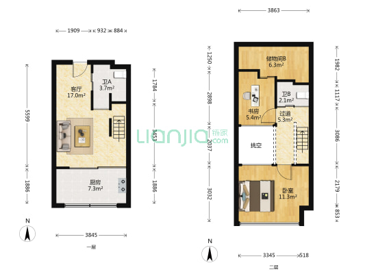 南公馆 2室1厅2卫 47平方