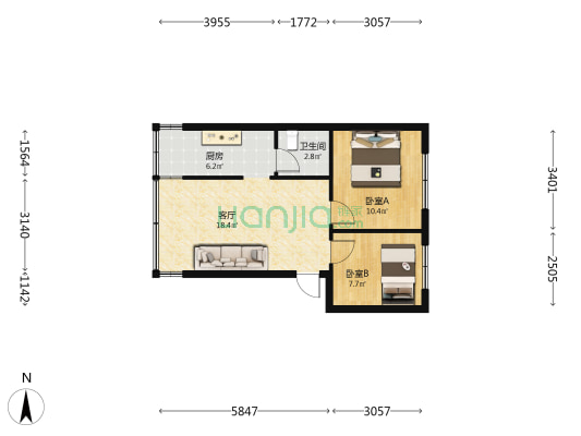 沙冲南路216号 2室1厅1卫 53平方