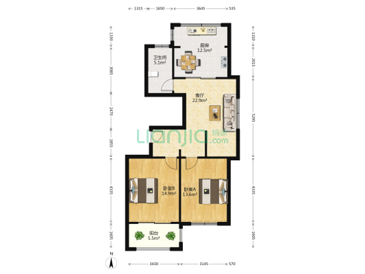 紫东南苑北区 2室1厅1卫 96平方