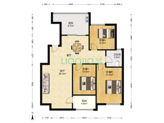 军山汇贤居 3室1厅1卫 111平方