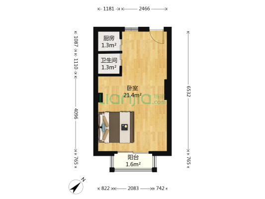 天欣花园二期 1室0厅1卫 38平方