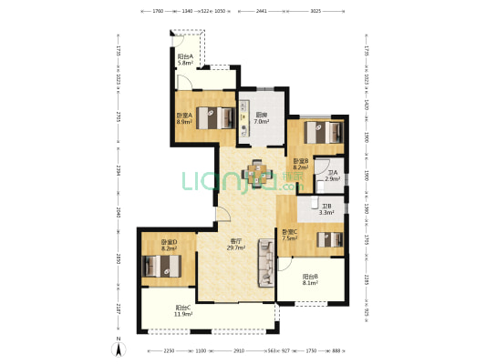 宏地南塘府 4室1厅2卫 135平方