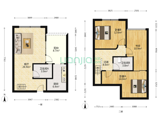 东海滨江城一期 3室1厅2卫 56平方