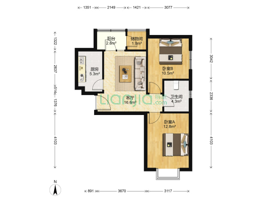 旷世新城春泽苑 2室1厅1卫 81平方