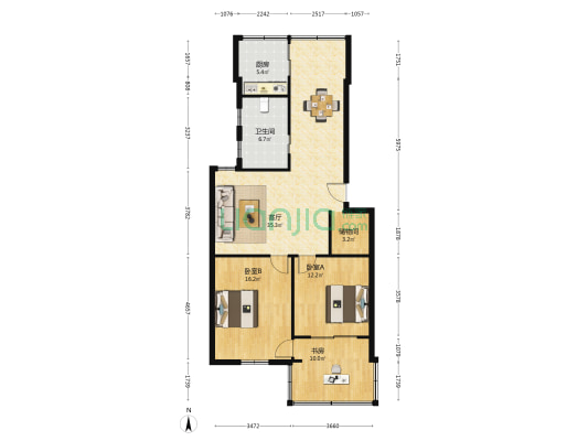 新阜住宅小区 3室1厅1卫 98平方