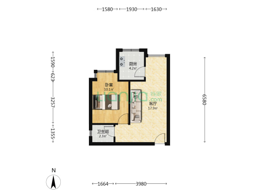 金河东苑 1室1厅1卫 40平方