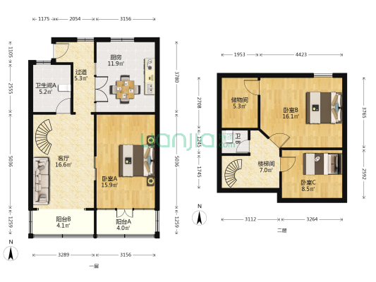 游方弄小区 3室1厅2卫 74平方