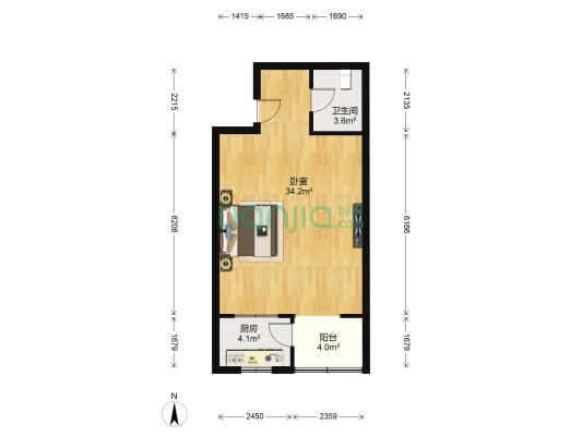 八水御源 1室0厅1卫 61平方