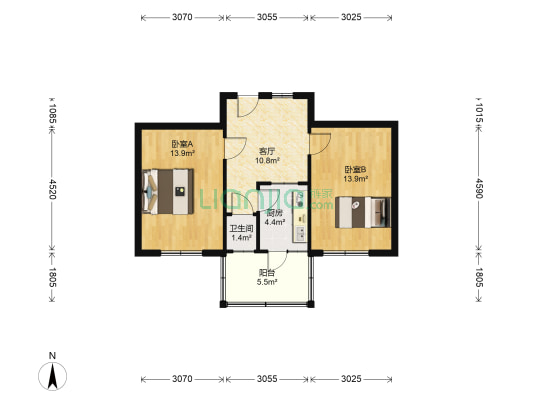 二环东路1168 2室1厅1卫 60平方