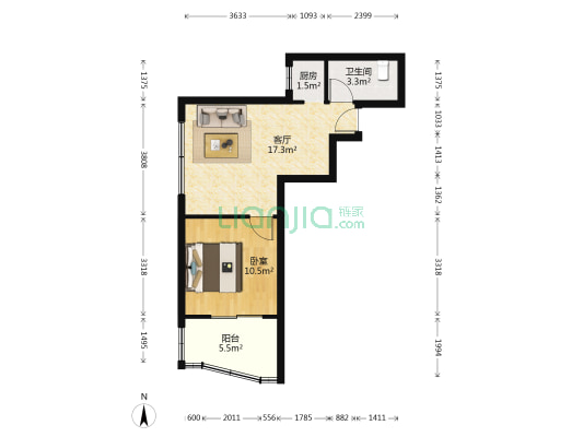 二棉厂宿舍 1室1厅1卫 46平方