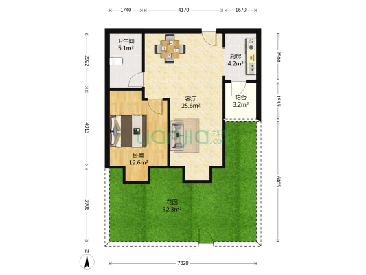 江南壹号 1室1厅1卫 66平方