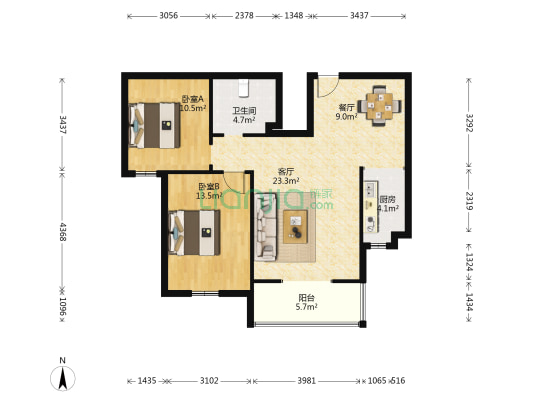 天泽园小区 2室2厅1卫 100平方