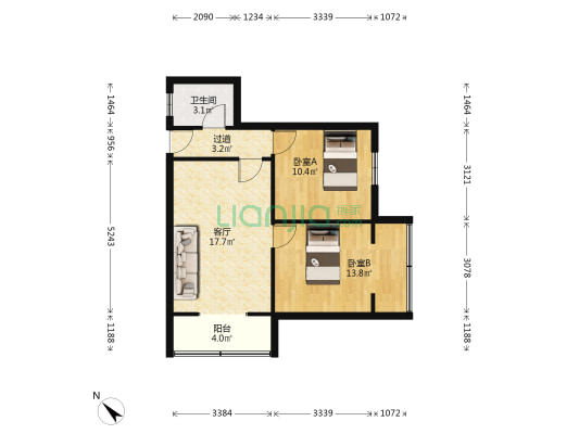 三槐树路91号 2室1厅1卫 67平方