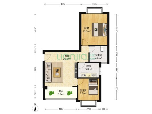 南湖郡一期 2室1厅1卫 80平方