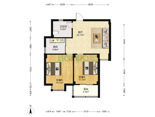横屿鳝溪佳园 2室1厅1卫 75平方