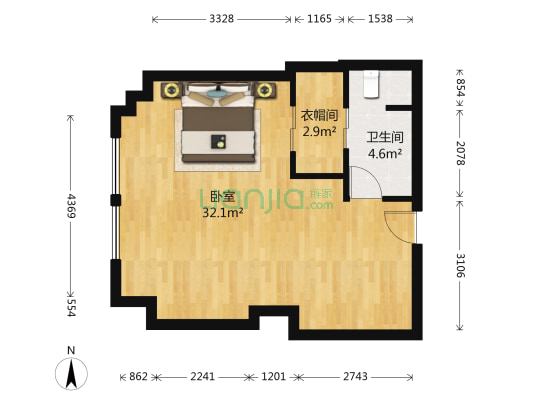 朗臣公寓 1室0厅1卫 60平方