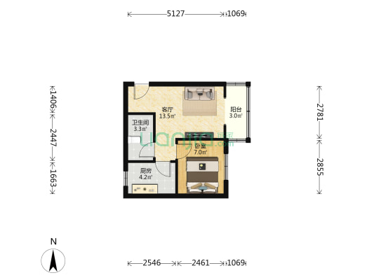 新雅正街2号 1室1厅1卫 39平方