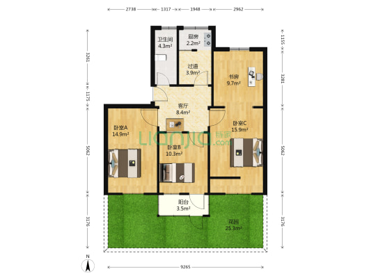 黄河路103号院 4室1厅1卫 89平方