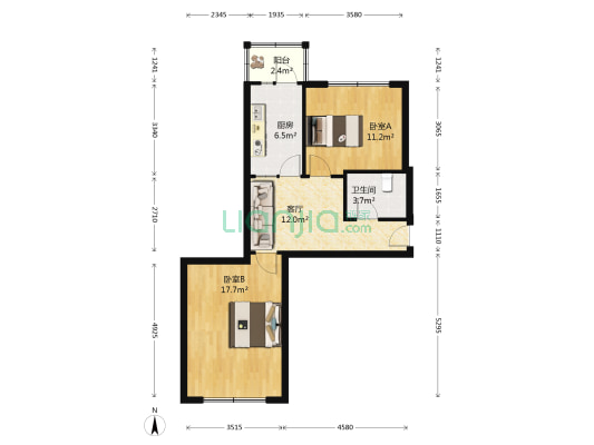 旭升街57号 2室1厅1卫 67平方