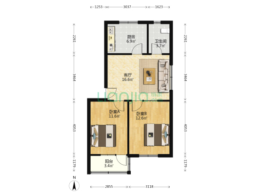 冠华小区 2室1厅1卫 69平方