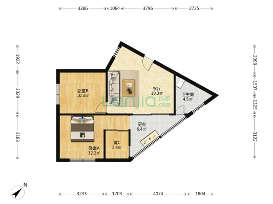 三桥南路161号 3室1厅1卫 71平方