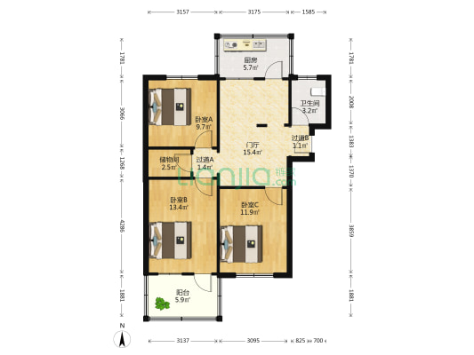 山大北路27-1号 3室0厅1卫 83平方