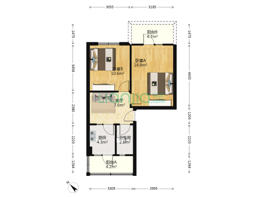 荣光巷 2室1厅1卫 58平方
