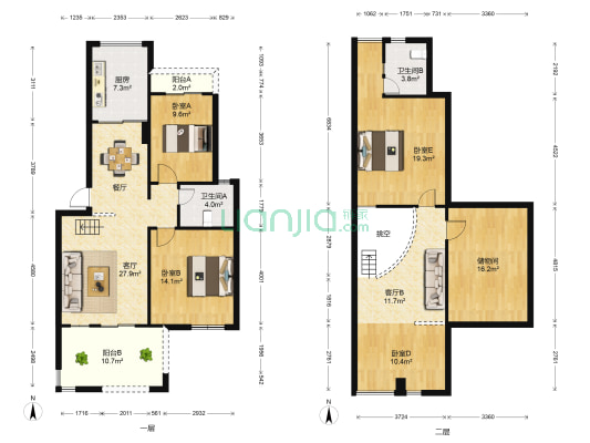 当代安普顿小镇 4室2厅2卫 85平方