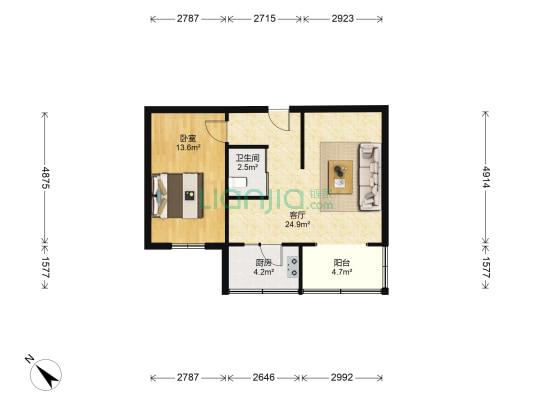 体育二道街 1室1厅1卫 55平方
