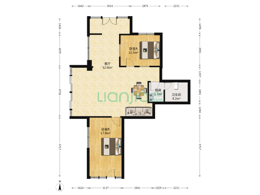 世纪家园(西岗) 2室1厅1卫 104平方