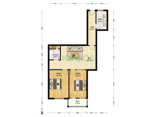 宿州路20号 2室1厅1卫 98平方