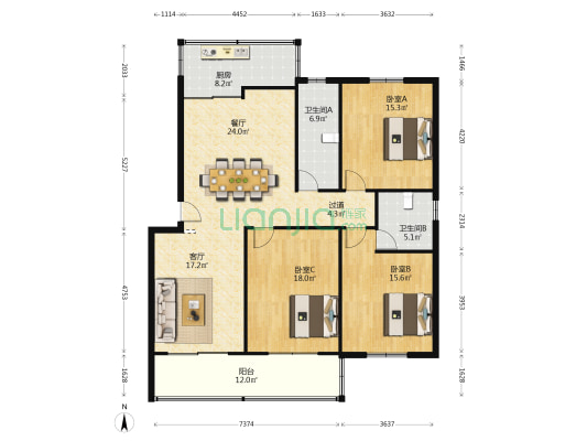 永宁小区二期三期 3室2厅2卫 151平方