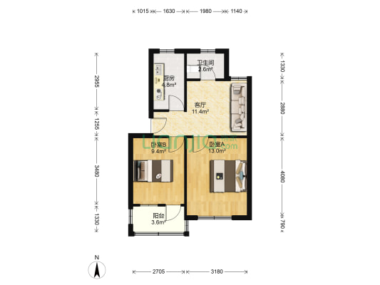 鹊桥小区 2室1厅1卫 56平方