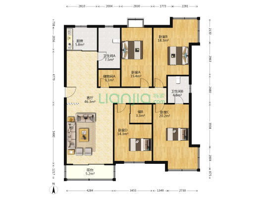 人民二村 4室1厅2卫 170平方