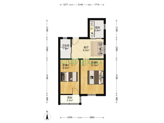 林家庄 2室1厅1卫 58平方