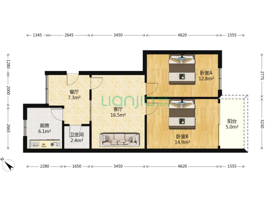 弹一村药厂小区 2室2厅1卫 79平方