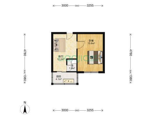 福园里 1室1厅1卫 41平方