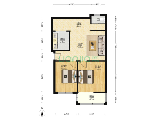 人口委宿舍 2室1厅1卫 71平方